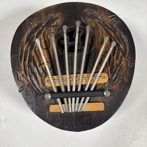Handmade Coconut Shell Kalimba Thumb Piano Carved Lizard Folk Instrument Gecko